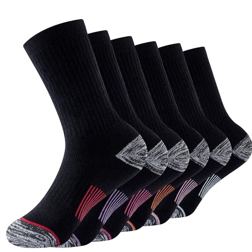 The Essentials Wardrobe 6PK Ladies Thermal/Outdoor Socks - UK 4-8/EU 37-41 - Black