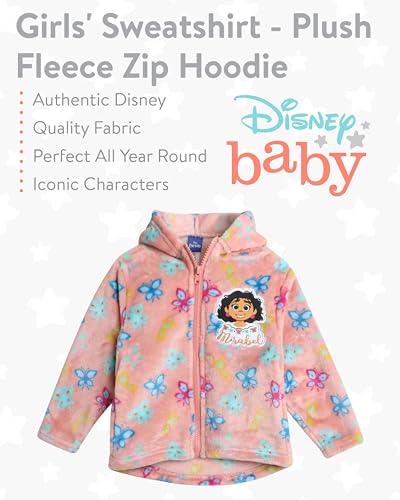 Disney Moletom infantil para meninas - moletom com capuz de lã de pelúcia com zíper: Minnie Mouse, E