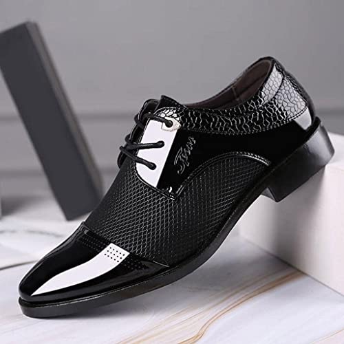 HINDOLA Men's Business Shoes Classic Black Patent Fashion Wedding Suit Shoes Leather Modern Formal Oxfords Lace Up Shoes for Men3