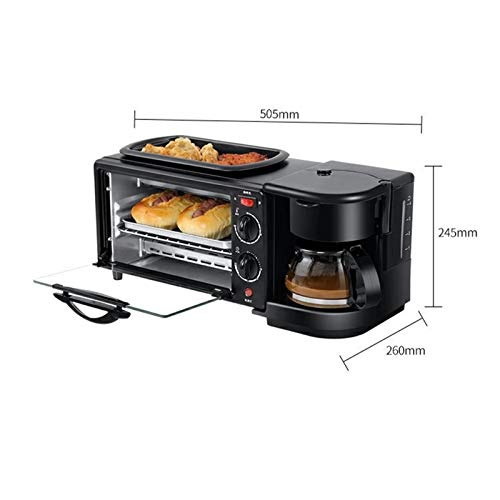 WGGTX Toaster 3-in-1 Frühstücksmaschine 600W Kaffeekanne + 750W Teppanyaki + 750W Backbrot Backhersteller Brot Toaster… – Bild 3
