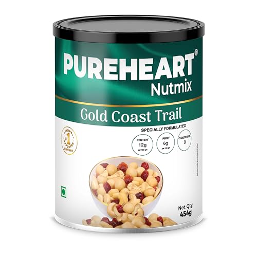 Image of Pureheart Nutmix Gold Coast Trail, 454 gm | Premium Trail Mix with 40% Macadamia, Cashew, Almonds, Cranberry & Fig, High Protein, Healthy Snack