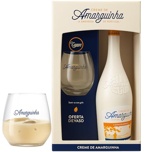 Amarguinha - Crema de Almendra Amarga | Licor Portugués Premium | Estuche con Vaso de Regalo | Sabor Suave y Equilibrado | 70 cl