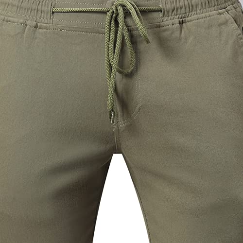 Image of Hubberholme Men's Tapered Fit Cotton Trousers, Ankle Length Elastic & Drawstring Waist Chinos