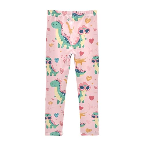 Wusikd Cute Dinosaurs Glasses Girls' Leggings Toddler Doodles Hearts Kids Yoga Pants Dance Active Tights 4T2