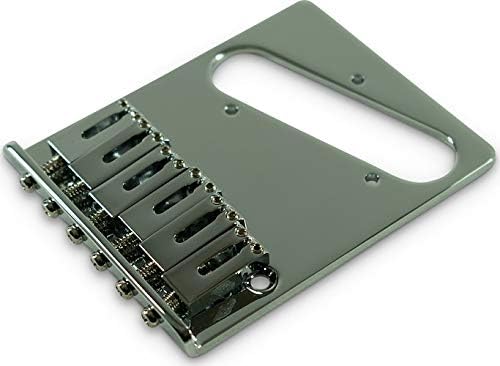 Kluson Contemporary Replacement Bridge For Left Hand Fender Telecaster With Steel Saddles Chrome