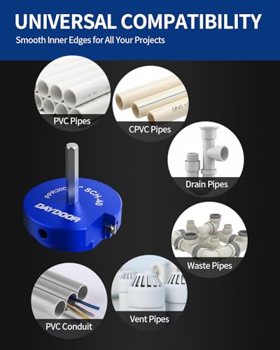 Image of DAYDOOR 4'' PVC Pipe Reamer, 4-Inch Fitting Saver Tool with 4-Sided Carbide Blade, Socket Saver for Schedule 40 PVC, CPVC, ABS, Plumbing Hub Reamer for Removing Pipe from Fittings