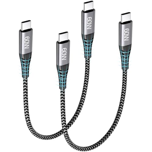 【2 Pack】T Tersely 15cm USB C Cable Short Type C PD 60W Fast Charger Nylon Braided Cord for iPhone 15 Pro Max/Pro/Plus, Samsung S24 S23 Flip Fold Pixel 8 Pro, Power Bank