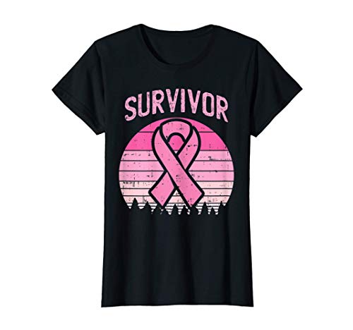 Femme Survivor Retro Breast Cancer Pink Ribbon Awareness Women T-Shirt