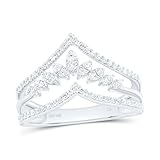 Jewels By Lux 14K White Gold 1/3 Cttw Natural Diamond Cn Fashion Bridal Anniversary Wedding Engagement Band Ring, Womens Size 6.5