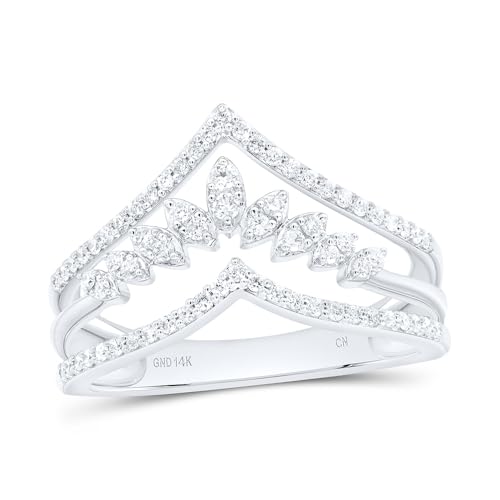 Jewels By Lux 14K White Gold 1/3 Cttw Natural Diamond Cn Fashion Bridal Anniversary Wedding Engagement Band Ring, Womens Size 6.5