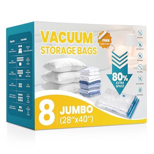 YSSOA Vacuum Storage Bags, 8pack-Jumbo Space Saver Vacuum Storage Bags, Vacuum Seal Bags for...