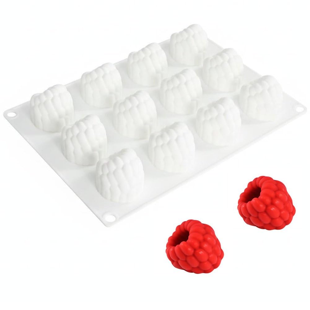 Sslvya 3D Raspberry Silicone Mold for Mousse Cake, 3D Fruit Pudding Dessert Chocolate Molds for Baking Pastry, Ice Cream, Cake Decoration Mould Supplies