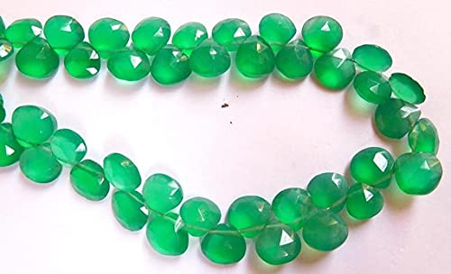 Perles en cœur onyx vert naturel de 7-8mm pour confectionner un cadeau d'anniversaire fait main