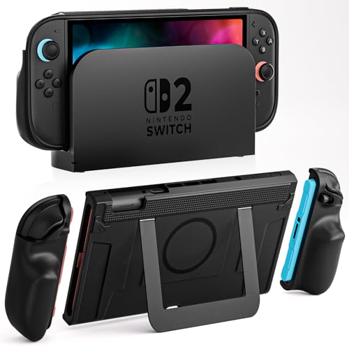 ZOZOVR P2   Carcasa para Nintendo Switch 2 con Agarre Antideslizante, diseño magnético y Soporte Estable, protección Completa, con 12 Ranuras para Tarjetas (Sin Portada)