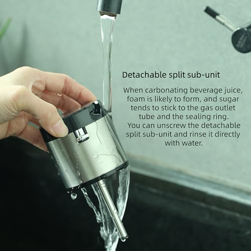 Image of Sparkling Water Maker - Balck 304 Stainless Steel Carbonator Machine with 2 BPA-Free Bottles (1L + 0.5L) & 2 CO2 Carbonator