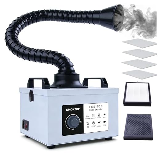 KNOKOO Laser Solder Fume Extractor 100W Strong Suction 3 Stage Filter, FES150S Mini Desktop Soldering Smoke Absorber Remover Fume Extractions Purifier for Laser Welding and Phone Repair