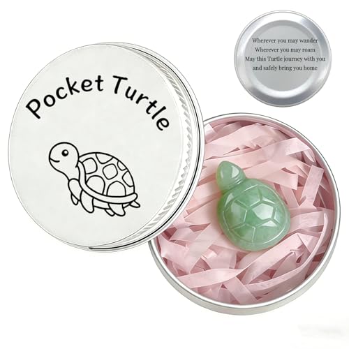 ZENTHRAA Green Crystal Turtle Gift in a Tin Healing Crystal Gifts for Women Travel Turtle with Inspiring Message Hiking Gifts & Travel Gifts for Women Turtle G-ifts for Her or Him