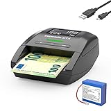 Detectalia D7X - Detector automático de billetes falsos con cable de actualización y batería, 100% detección y listo para los nuevos billetes - 14 x 12 x 6 cm