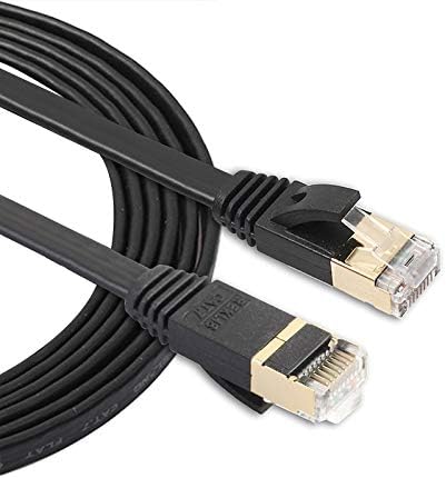 HAWEEL Ethernet Cable Supports Cat6/5e/5, 550MHz, 1.8m CAT7 10 Gigabit Ethernet Ultra Flat Patch Cable for Modem Router LAN Network - Built with Shielded RJ45 Connectors (Black) (Color : Black)