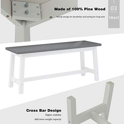 image for Mecor 4-Piece Kitchen Dining Table Set, Modern Solid Wood Table w/ 2 C