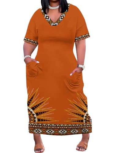 Image of PinkPatty Women's Oversize V Neck Short Sleeve Maxi Dress with Pockets