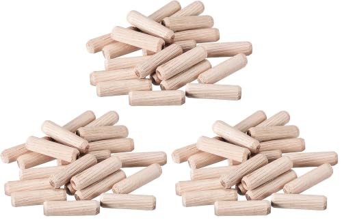 Image of uxcell 0.31 inchx1.18 inch(8x30mm) Wooden Dowel Pin Wood Kiln Dried Fluted Beveled Hardwood 20pcs (Pack of 3)