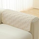 Foxdecor Fuzzy Couch Arm Covers Recliner Arm Covers, Arm Chair Covers Set of 2, Non-Slip Chair Arm Covers, Arm Rest Cover for Sofa, Armchair Slipcovers Couch Arm Protector (Cream White 20x20 inch)