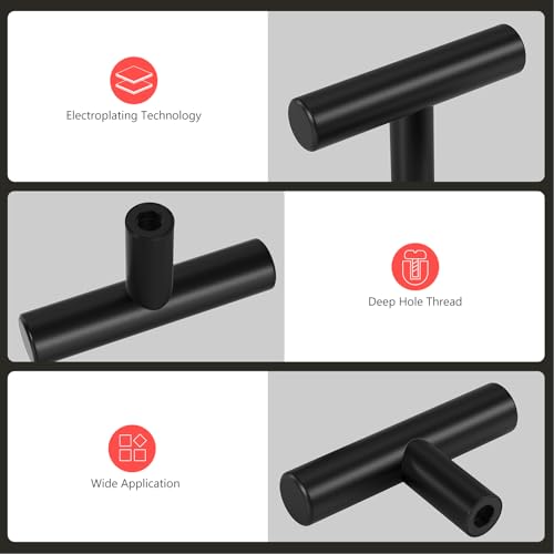 Image of homdiy Black Cabinet Knobs 30Pack Single Hole Drawer Knobs Black Kitchen Drawer Pulls and Knobs Stainless Steel Cabinet Hardware for Bathroom, Cupboard