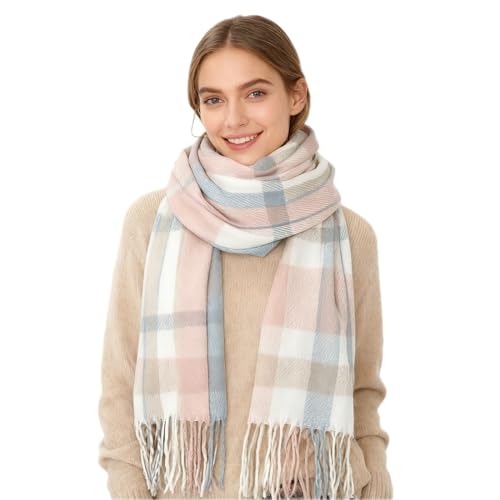 Augesak Schal Damen Winter, Kuschelig Winterschal Herbstschal Frauen, Karierter Schal Schultertuch Flauschiger, Kaschmirschal Damen Weihnachtsgeschenke für Frauen Mama Oma...