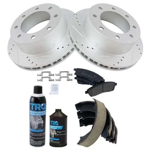 Image of TRQ Performance Rear Brake Pad & Rotor Kit Compatible with 1999-2005 Ford Excursion F-250 Super Duty F-350 Super Duty