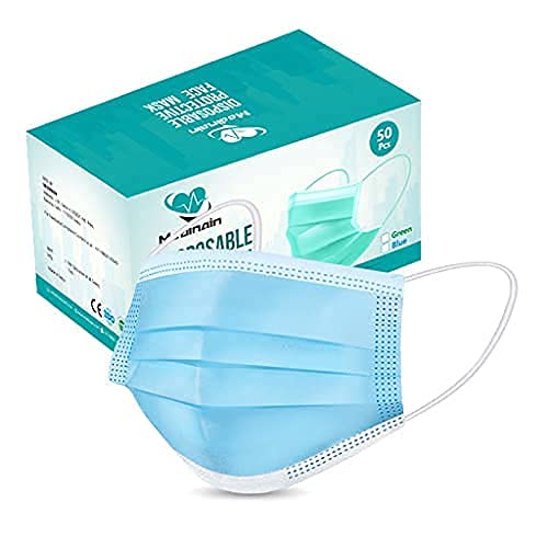 Medinain 3 Layer Mask Disposable Built-In Adjustable Nose Pin, Great Breathability,95% Filtration Efficiency CE and ISO and WHOGMP Certified Pharmaceutical Medical Masks