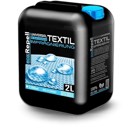 eco:Repell 2L UNI Zelt + Pavillon + Markise Textil Imprägnierspray - imprägnierung für alle Textilien wie Polster Möbel Sofa Cabrio Verdeck Autopolster PFC-Frei