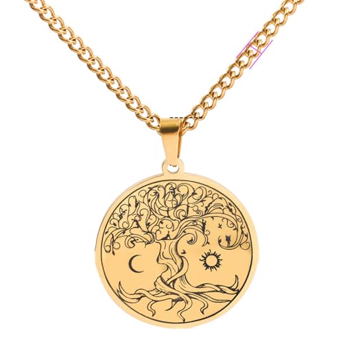 Collier homme arbre de vie : bijoux de mode vintage et pendentifs ronds