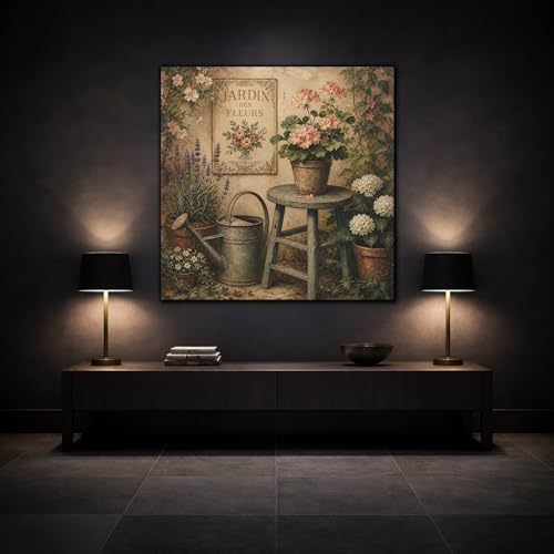 Impression sur toile haut de gamme fleurs vintage 35 cm