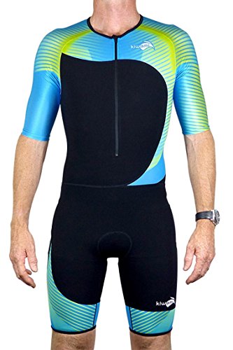 Kiwami Men's Tokyo LD Aero Trisuit (Black Blue Lime, Large)
