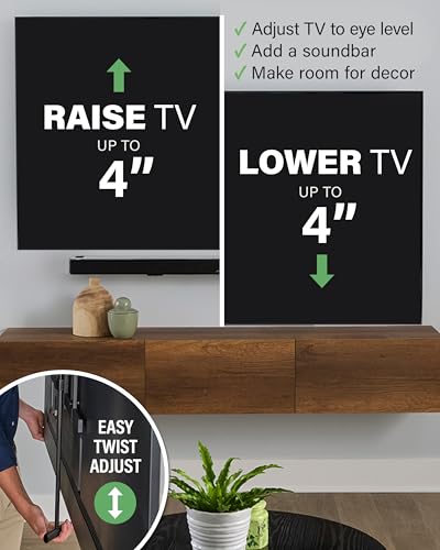 Image of SANUS Height Adjustable Full Motion TV Wall Mount for 42 inch to 90 inch TVs - Raise or Lower TV 4 inch After Install - Maximizes Compatibility with Your Setup - 3 Step DIY w /Smooth Extension, Tilt & Swivel