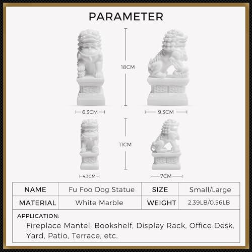 Estatuas Fu Dogs pequeñas de mármol jade blanco miniatura 6