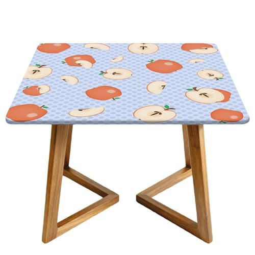 Morbuy Mantel Cuadrado Impermeable Protector Mesa con Borde Elástico, Impresión Fruta Cubre Encimera Cubierta de Mesa para Cocina, Comedor (Manzana 1,120x120cm)