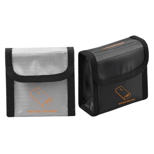Toyvian 2pcs Fireproof Battery Bag for Quadcopter Double Slot Protective Pouch Hook and Closure Random Color Lightweight Design