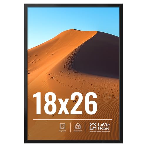 LaVie Home 18x26 Picture Frame for Wall Display, 18x26 Black Picture Frame with HD Plexiglas, 18 x 26 Poster Frame 1 Pack, Display Frame for Vertical or Horizontal, Classic Collection