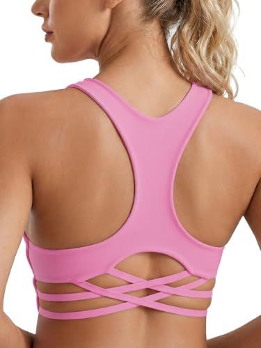 Aoysky Womens Racerback Criss Cross Sports Bras V Neck Padded Low...