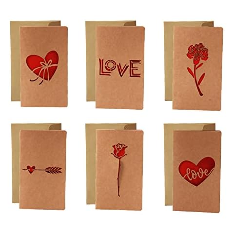 6 Pcs Fathers Day Card, Greeting Card for Father's Day, Valentines Day Cards for Him/Her, Aniversary Gifts Romantic, Mothers Day Gift, Kraft Paper Greeting Card Birthday Gift, Father's Day Gift Cover