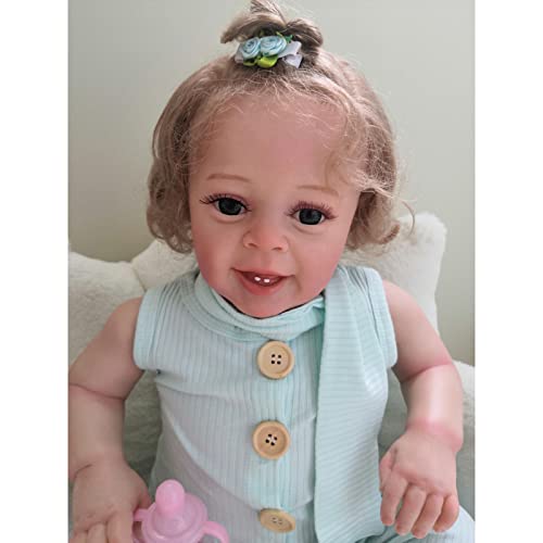 YIHANGG 24 Zoll Riesig Babygröße Reborn Babypuppe 60cm Realistisch Reborn Kleinkindpuppe Mädchen 3D Haut Sichtbare Venen Prinzessin Kunstpuppe Zum Sammeln Geburtstag Geschenk – Bild 8