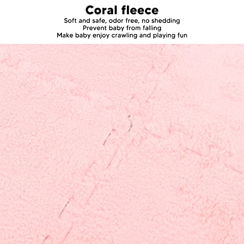 10 Stuks Pluche Schuim Vloermat Vierkante in Elkaar Grijpende Tapijttegels, Speelkleed Vloertegels Zacht Klimmen Karpetten voor Thuis Speelkamer Decoratie (Roze) - Afbeelding 3