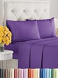 Full Size Sheet Set - 4 Piece Set - Hotel Luxury Bed Sheets - Extra Soft - Deep Pockets - Easy Fit - Breathable & Cooling - Wrinkle Free - Comfy - Purple Plum Bed Sheets - Fulls Sheets - 4 PC