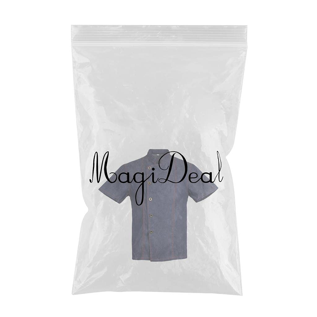 Giacca da cuoco in denim unisex, a maniche corte, divisa da cucina, blu, M