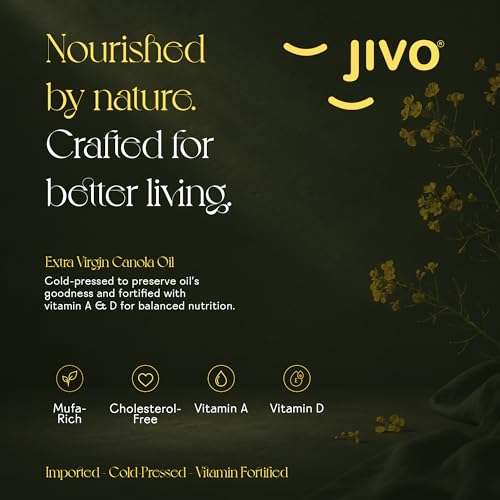 Image of JIVO Extra Virgin Canola Edible Oil 3 Litres | Vitamin A & D Fortified Cooking Oil | Canada Imported MUFA-Rich Oil | Ideal for Roasting, Frying, Baking & All Types of Cuisines