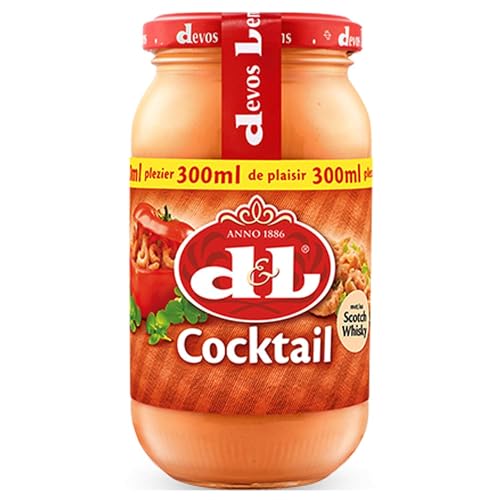 D&L Cocktail Sauce - 1x 300ml Glas - mild cremiger Cocktail Dip von Devos & Lemmens, Soße mit Scotch Whisky, zu Döner, Baguettes, Wraps, Shrimps und Krabben, Fleisch- und Fischgerichten
