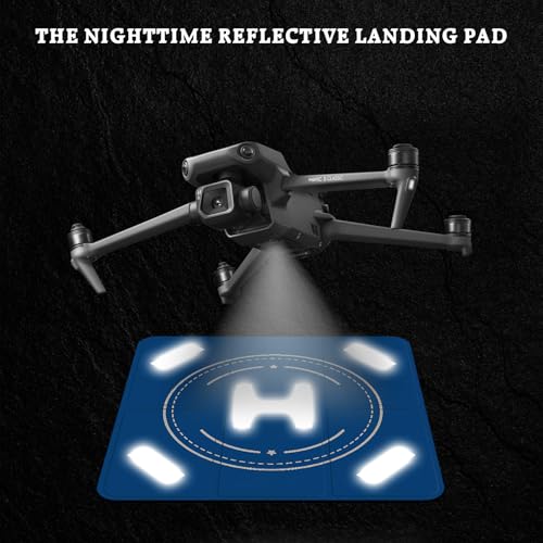 Image of FPVtosky Nighttime Reflective Drone Landing Pad, Fast-fold Double Sided Waterproof Landig Pad Weighted for DJI Mini 5 Pro / 4 /3 Pro /Mini 4k / Mavic 4 / Air 3s / Avata 2 / Neo /Flip(30 in)