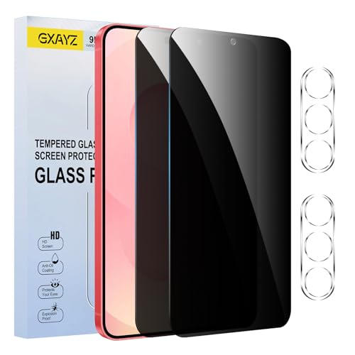 [2+2 Pack] Privacy Screen Protector for Samsung Galaxy S25 Anti-Spy Tempered Glass Film Fingerprint Recognition 9H Hardness Anti Scratch Anti Fingerprint